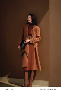 MĂNG TÔ DẠ NÂU ĐAI EO