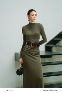 ĐẦM THUN XANH RÊU NHÚN VAI EO