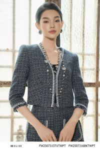 VEST TWEED SỢ KẺ TUA RUA TAY