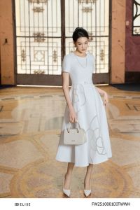 ĐẦM TWEED TRẮNG XÒE HOA VIỀN LƯỚI