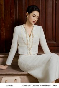 VEST TWEED VÂN Ô TRẮNG TÚI ỐP
