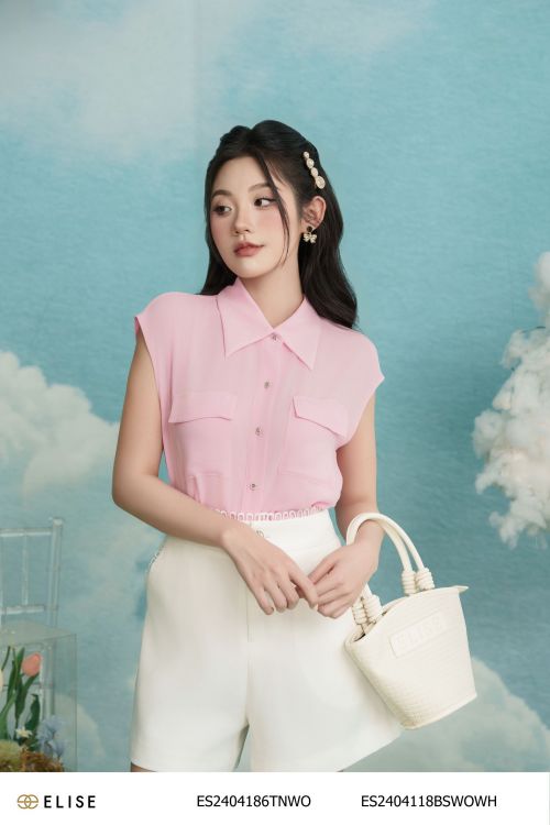 SM CHIFFON HỒNG PHẤN TÚI NGỰC