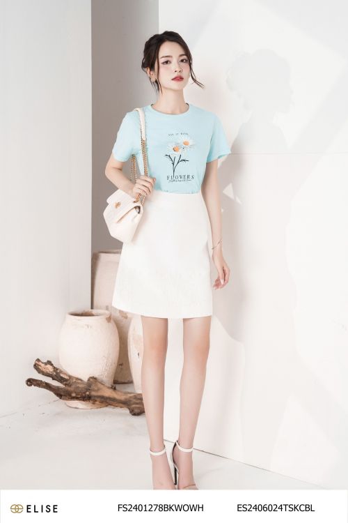 JUPE TRẮNG GẤU PHỦ REN HOA