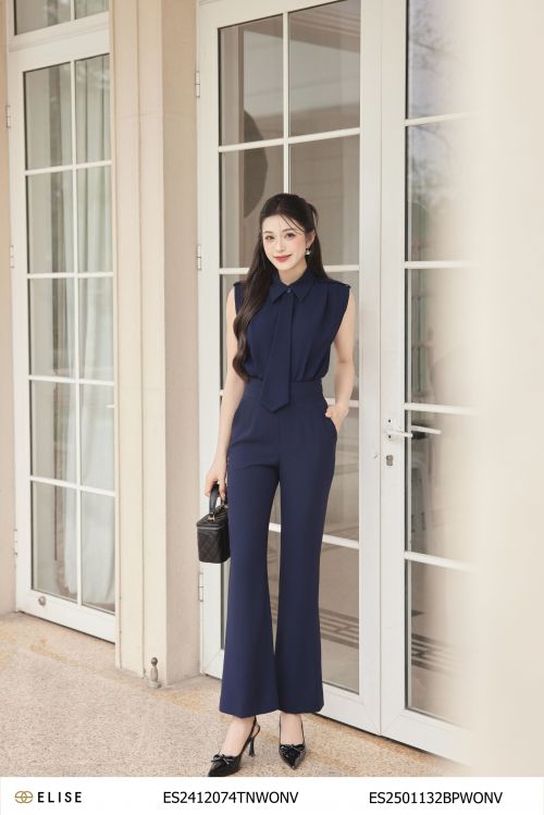 QUẦN LOE TÍM THAN DÂY ĐAI CẠP