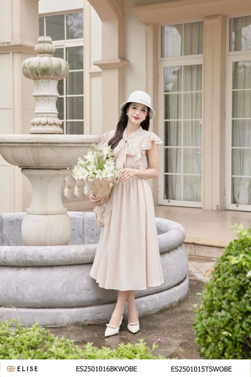 CHÂN VÁY NUDE XẾP NHÚN