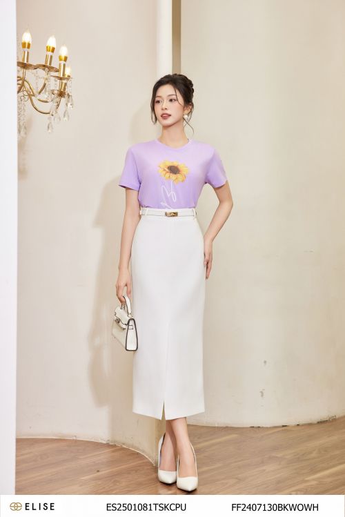 JUPE TRẮNG XẺ TRƯỚC ĐÍNH NƠ CẠP