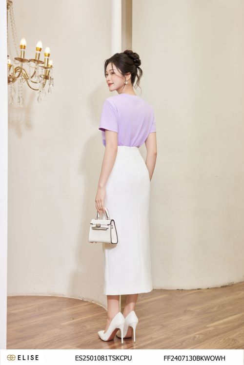 JUPE TRẮNG XẺ TRƯỚC ĐÍNH NƠ CẠP