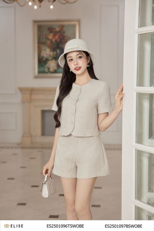 ÁO SỢI BE PHA NÂU CỔ TRÒN TÚI ỐP