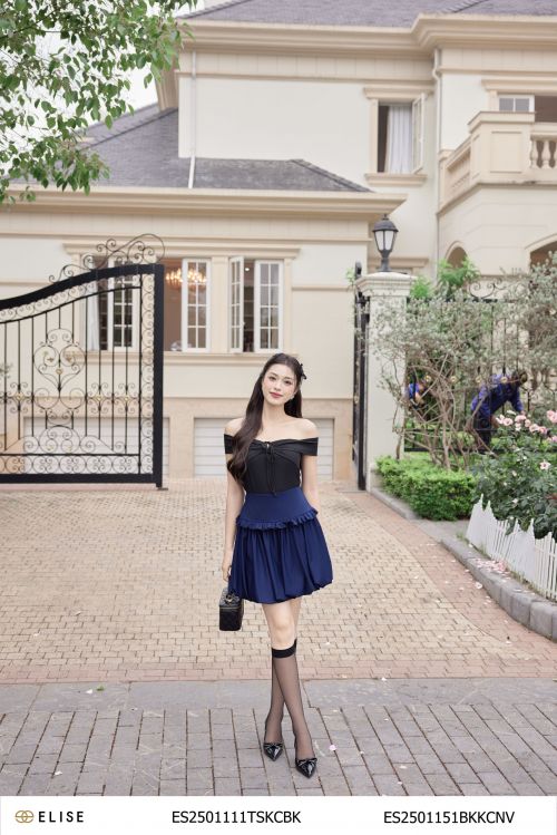 CHÂN VÁY THUN TÍM THAN BOM GẤU