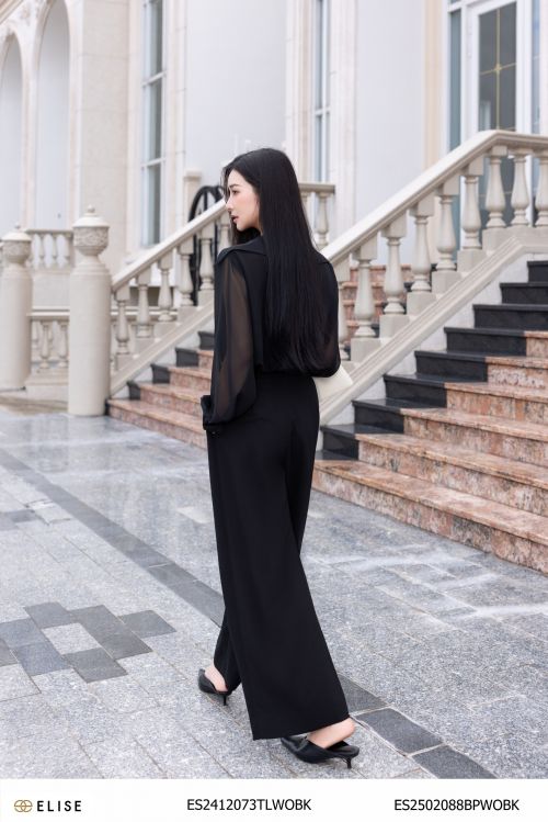 QUẦN SUÔNG ĐEN XẾP LY ỐP NẮP TÚI