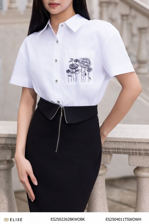 SM THÔ TRẮNG THÊU HOA TÚI NGỰC