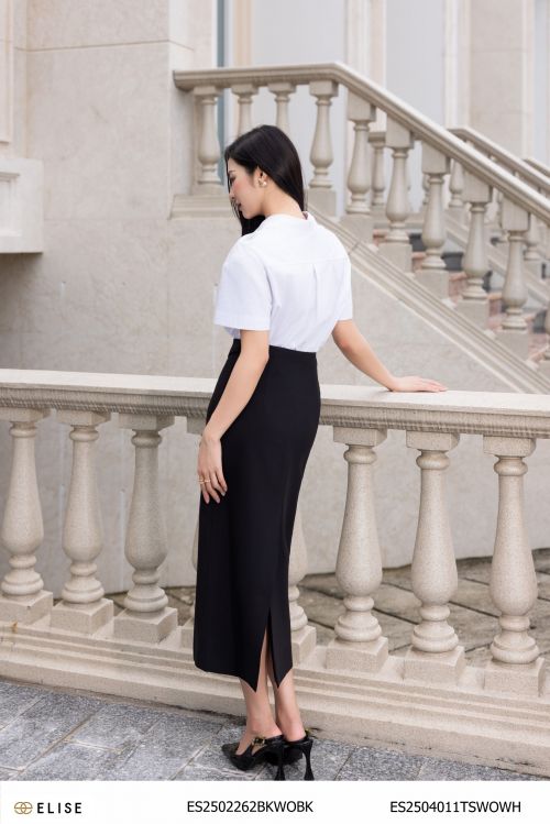 JUPE ĐEN KHÓA ĐỒNG TRƯỚC CẠP LẬT