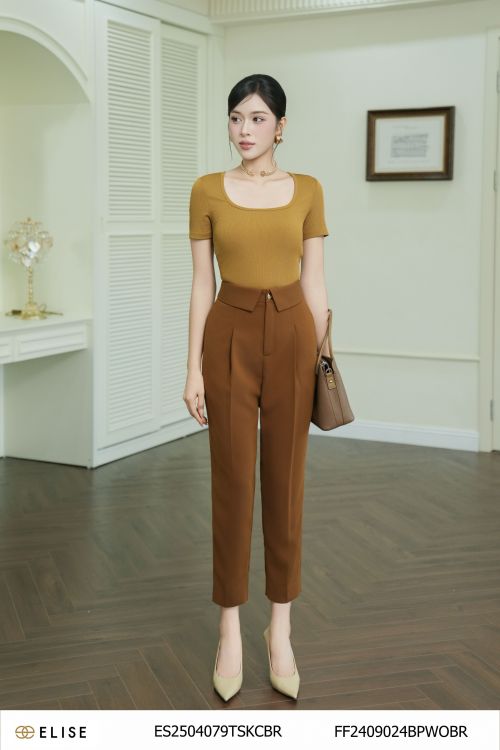 QUẦN BAGGY NÂU CẠP LẬT