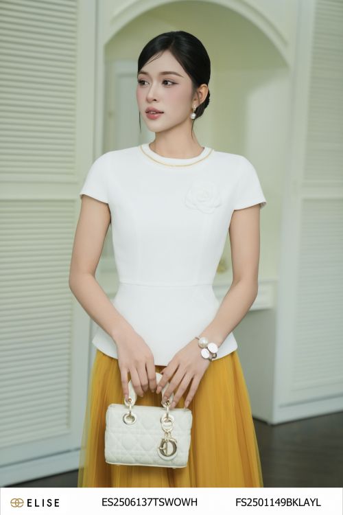 ÁO TRẮNG PEPLUM ĐÍNH HOA