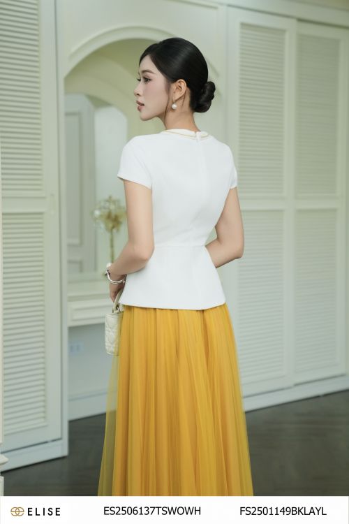 ÁO TRẮNG PEPLUM ĐÍNH HOA