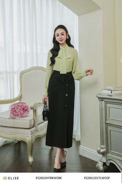 JUPE BÚT CHÌ ĐEN XẺ TRƯỚC