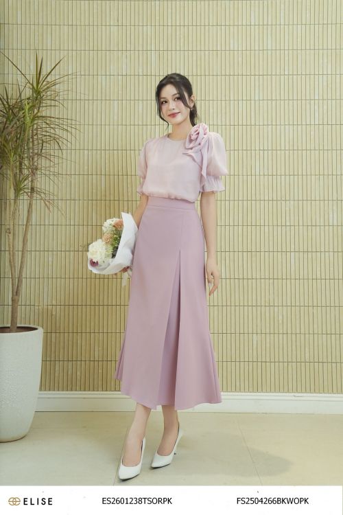 JUPE SẠN A HỒNG ĐẤT XẾP LY SÚP