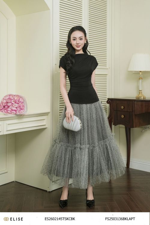 CV LƯỚI HOA ĐEN XẾP NHÚN BÈO GẤU