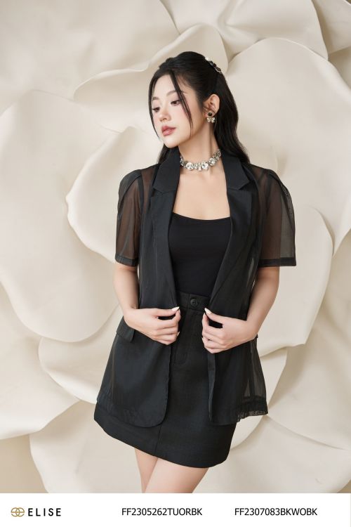 VEST TƠ ĐEN NGẮN TAY