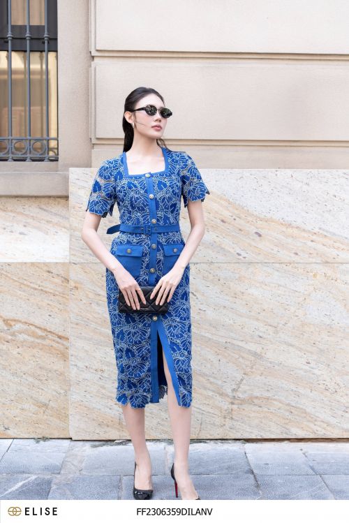 ĐẦM REN HOA TÍM HOA PHỐI LỤA