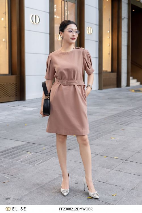 ĐẦM SUÔNG NÂU TAY XẾP LY
