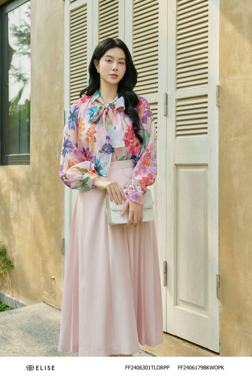SM TƠ HOA NỀN HỒNG BUỘC DÂY NƠ CỔ