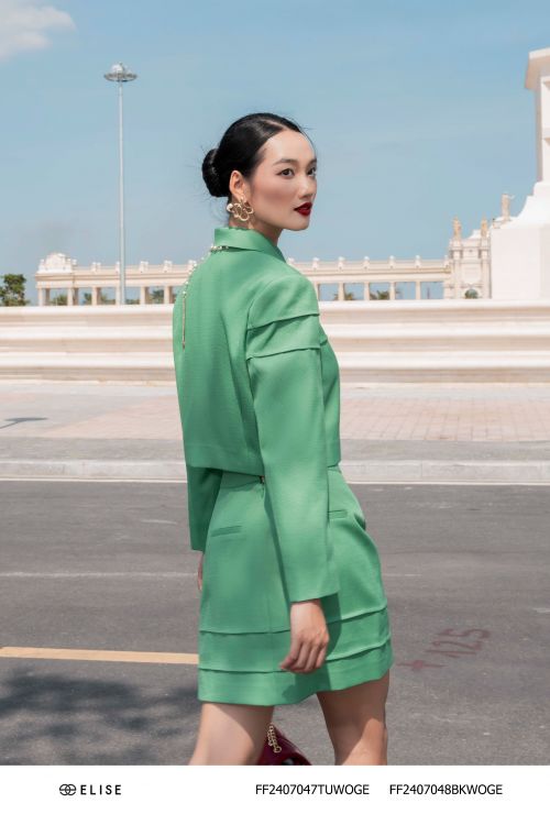 JUPE SỢI XANH LÁ BẤU LY