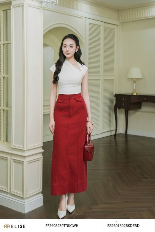 JUPE JEANS A ĐỎ ĐÔ