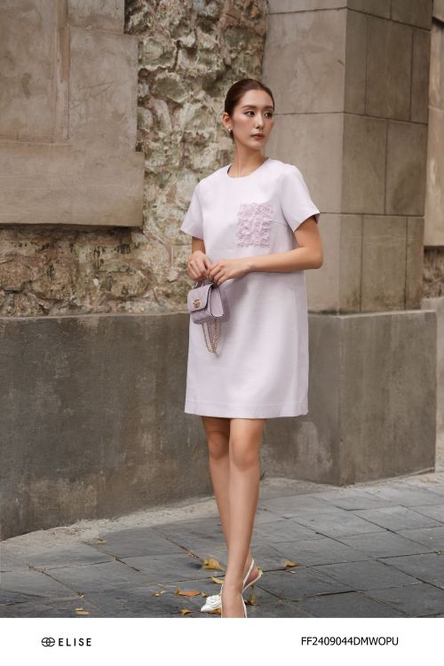 ĐẦM SUÔNG SỢI TÍM NGỰC ĐÍNH HOA