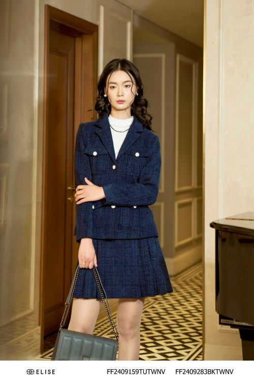 VEST DẠ TWEED TÍM THAN TÚI ỐP
