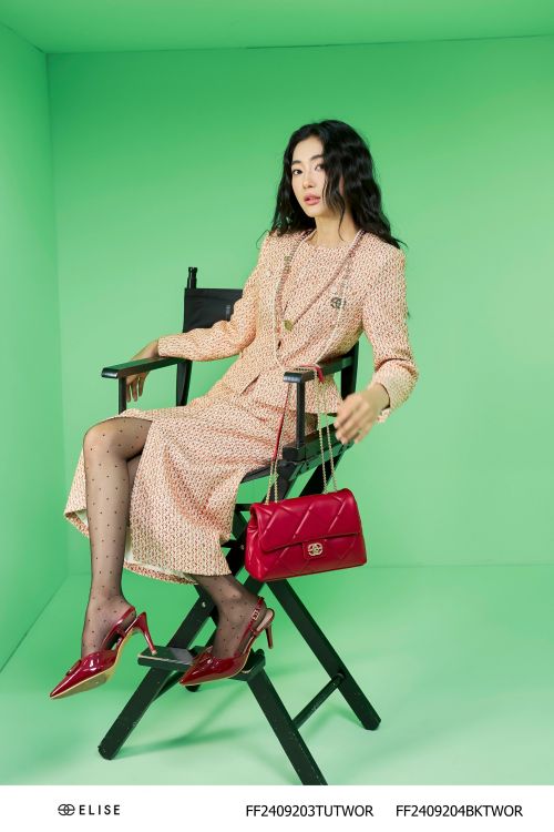 VEST TWEED CAM NỀN BE KT CỔ TRÒN