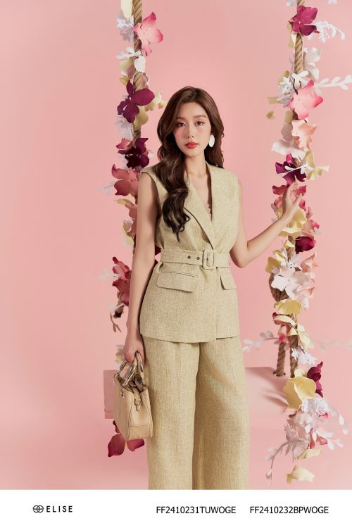 VEST SN SỢI XANH CỐM ĐAI EO