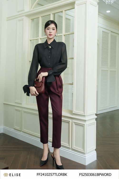 QUẦN BAGGY SỢI ĐỎ NÂU XẾP LY