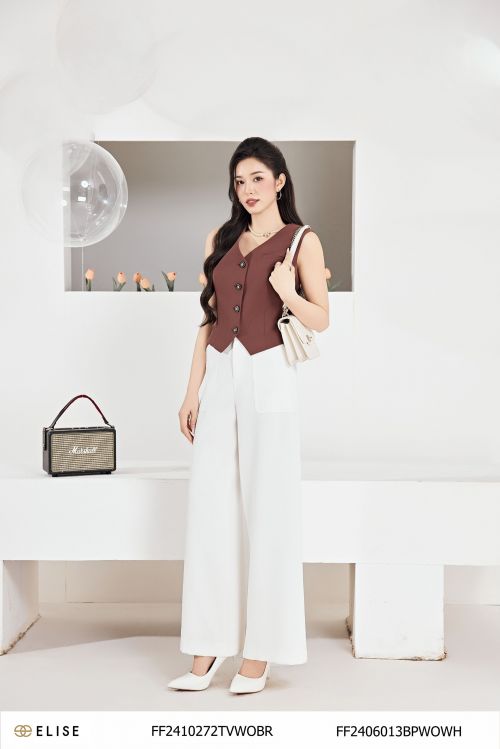 QUẦN SUÔNG TRẮNG ỐP TÚI DIỄU CHỈ