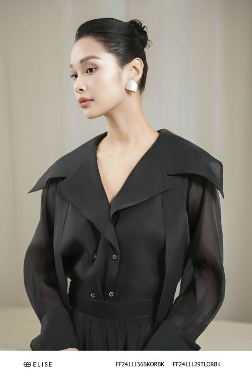 SM TƠ ĐEN CỔ VEST DÂY CỔ