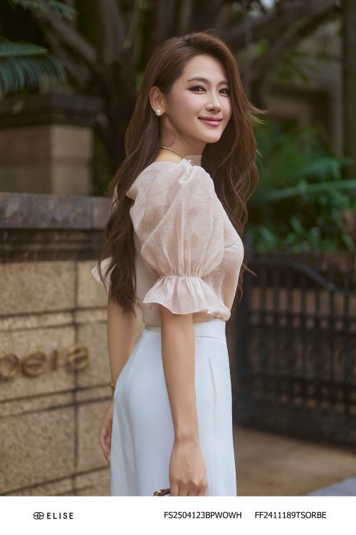 ÁO TƠ BE NUDE DÂY EO TẾT ĐÍNH HOA