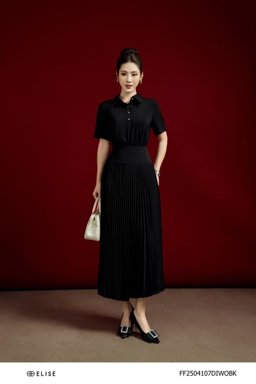 ĐẦM ĐEN PHỐI CỔ ĐỨC CHÂN DẬP LY