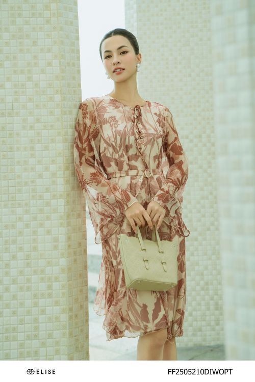 ĐẦM VOAN BE HT NÂU ĐAN DÂY TRƯỚC