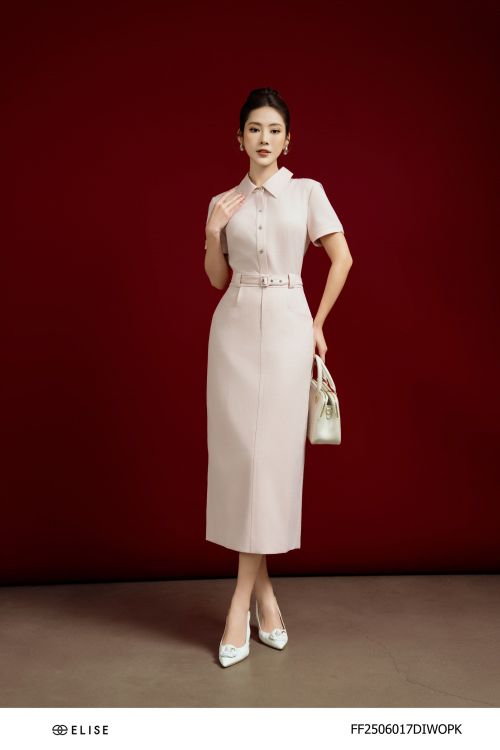 ĐẦM VÂN BE HỒNG TRẦN CHỈ ĐAI EO