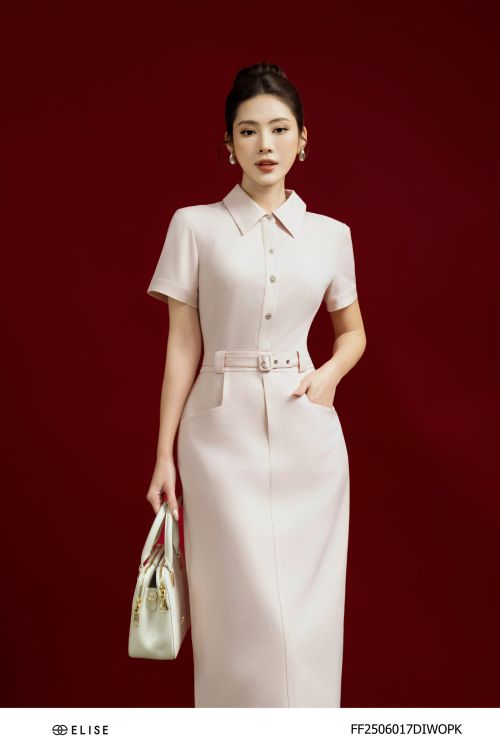 ĐẦM VÂN BE HỒNG TRẦN CHỈ ĐAI EO