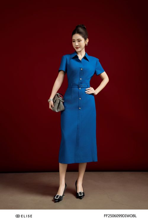 ĐẦM TENDY VÂN XANH DƯƠNG ĐAI EO