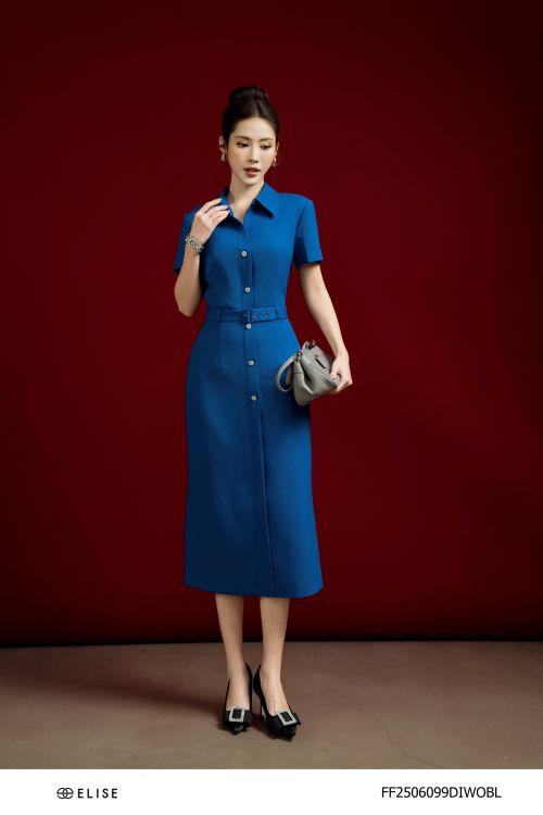 ĐẦM TENDY VÂN XANH DƯƠNG ĐAI EO