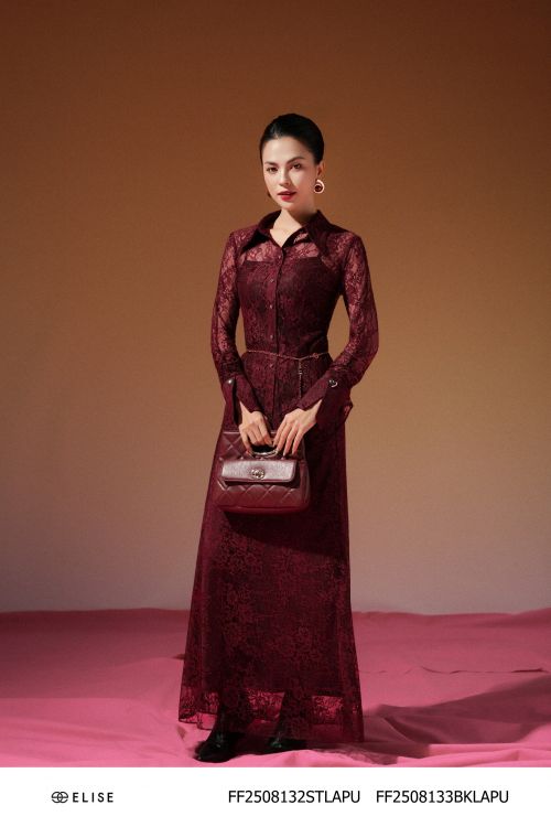 CHÂN VÁY REN HOA TÍM MẬN