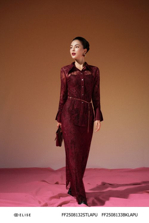 CHÂN VÁY REN HOA TÍM MẬN