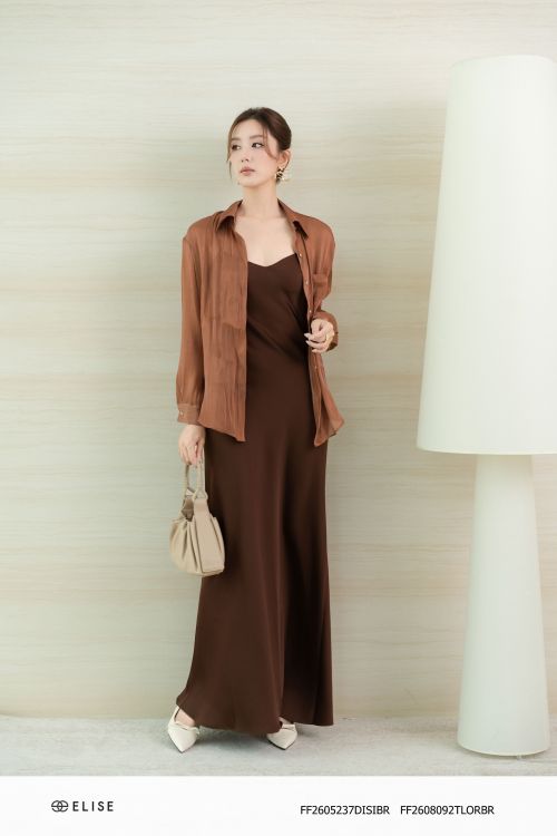 ĐẦM LỤA 2 DÂY NÂU