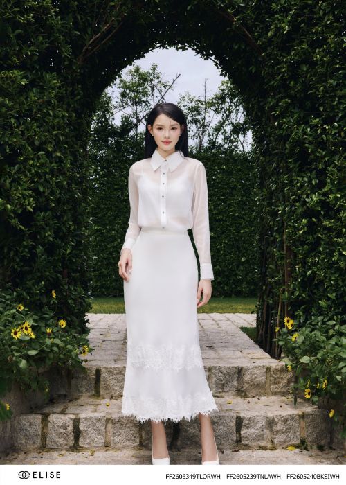 CV LỤA SATIN TRẮNG PHỐI REN