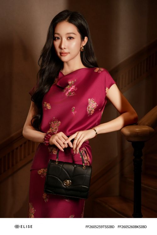 ÁO LỤA ĐỎ RƯỢU HT HOA NHÍ