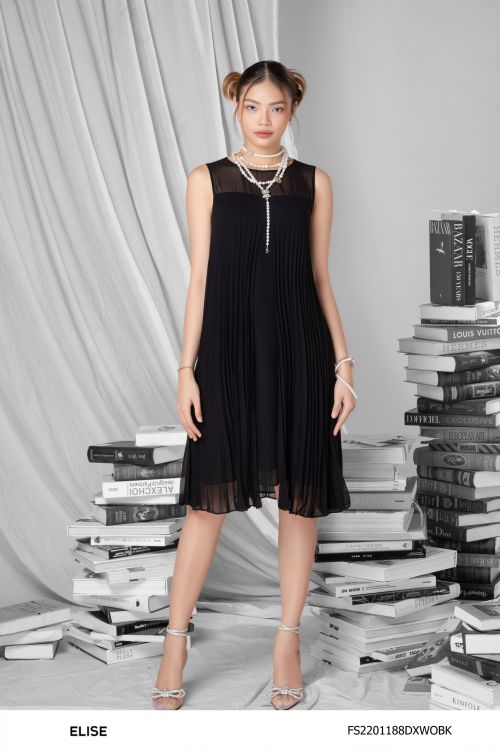 MAXI CHIFFON ĐEN DẬP LY