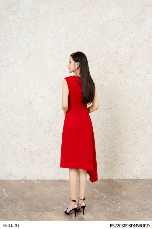 ĐẦM ĐỎ GẤU CHÉO RÚT DÂY EO