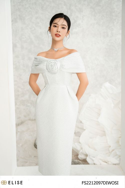 ĐẦM GẤM NHŨ BẠC ĐÍNH HOA NGỰC